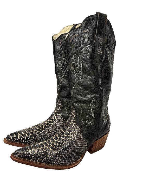 J.B. Dillon Men\'s Reserve Python JBR 1646 Black Cowboy Western Boots Size 9.5 B main image 7